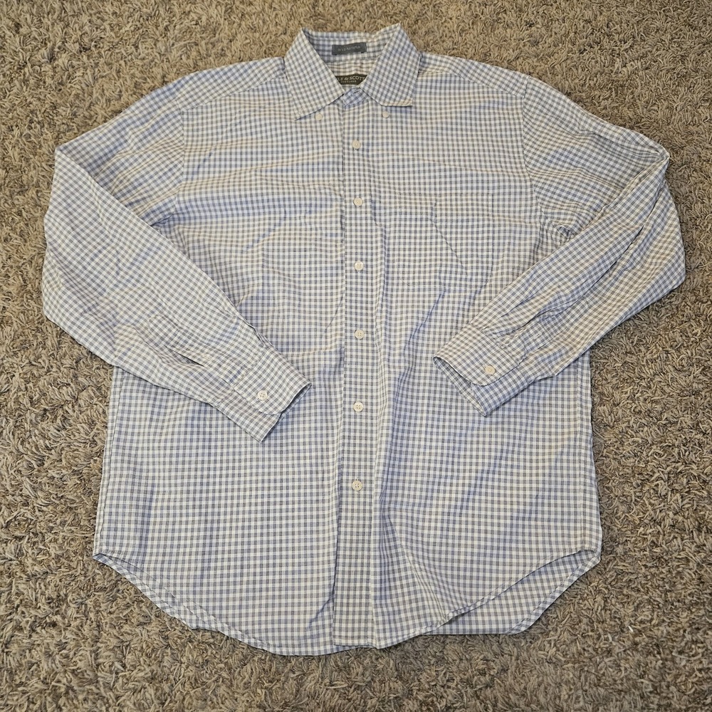 Lyle & Scott Scotland Gray Checked Long Sleeve Shirt Button Front Casual Mens‎ M